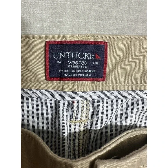UNTUCKit Don Santiago‎ Straight Fit Men's Size 36x30 Pants 40292 Tan - Picture 4 of 7